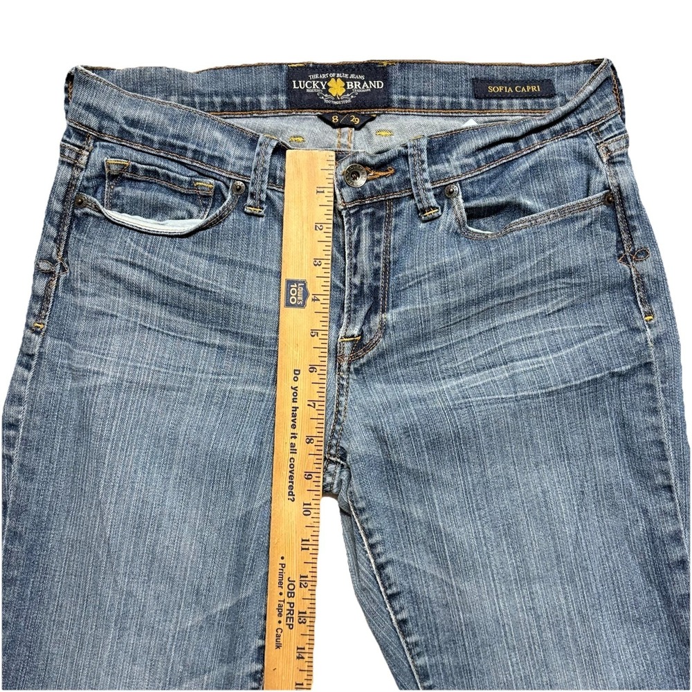 Lucky Brand Jeans Womens 8/29 Distressed Blue Denim Sofia Capri Crop Leg Comfort - Picture 7 of 13